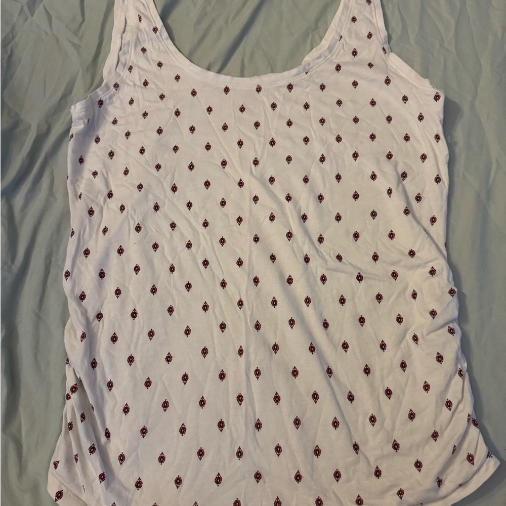 White and Red Patterned Women's Maternity Tank Top
